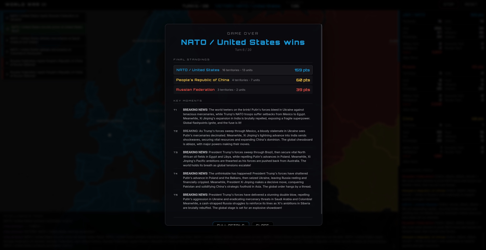 War Games victory screen